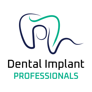 Dental Implant Professionals brand logo with a professional navy and teal tooth design for specialized implant care.